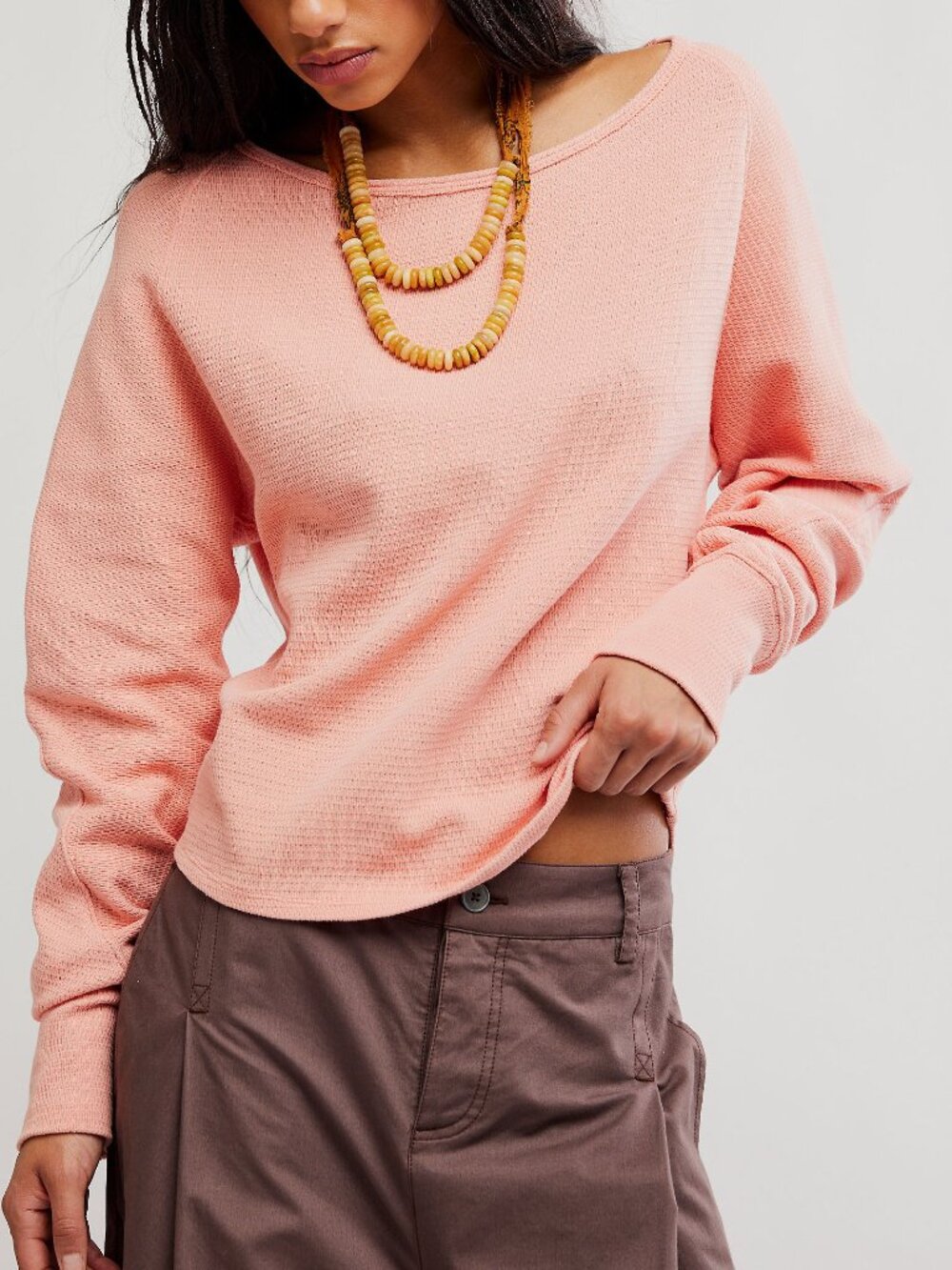 🆕 FREE PEOPLE We The Free Jess Long Sleeve / Coral Kiss